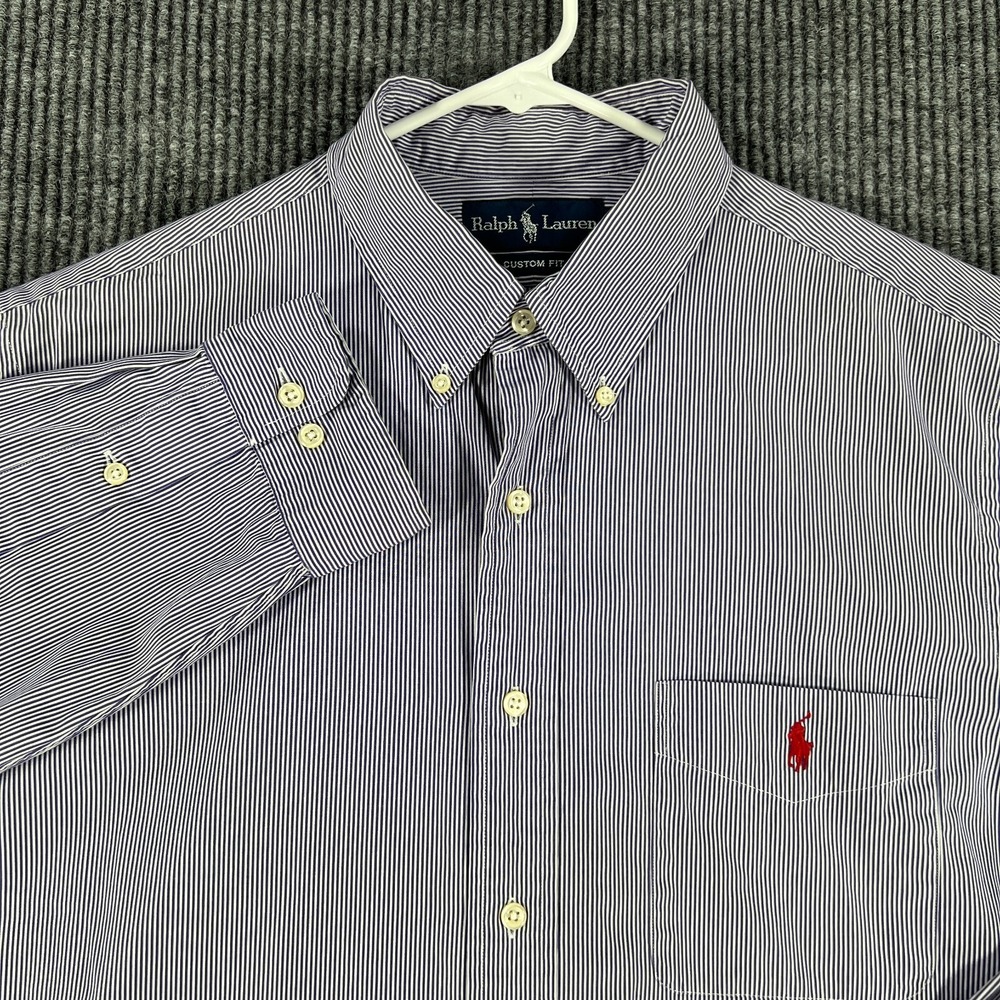Ralph Lauren Shirt Mens XL Extra Large Purple Striped Long Sleeve Button Down